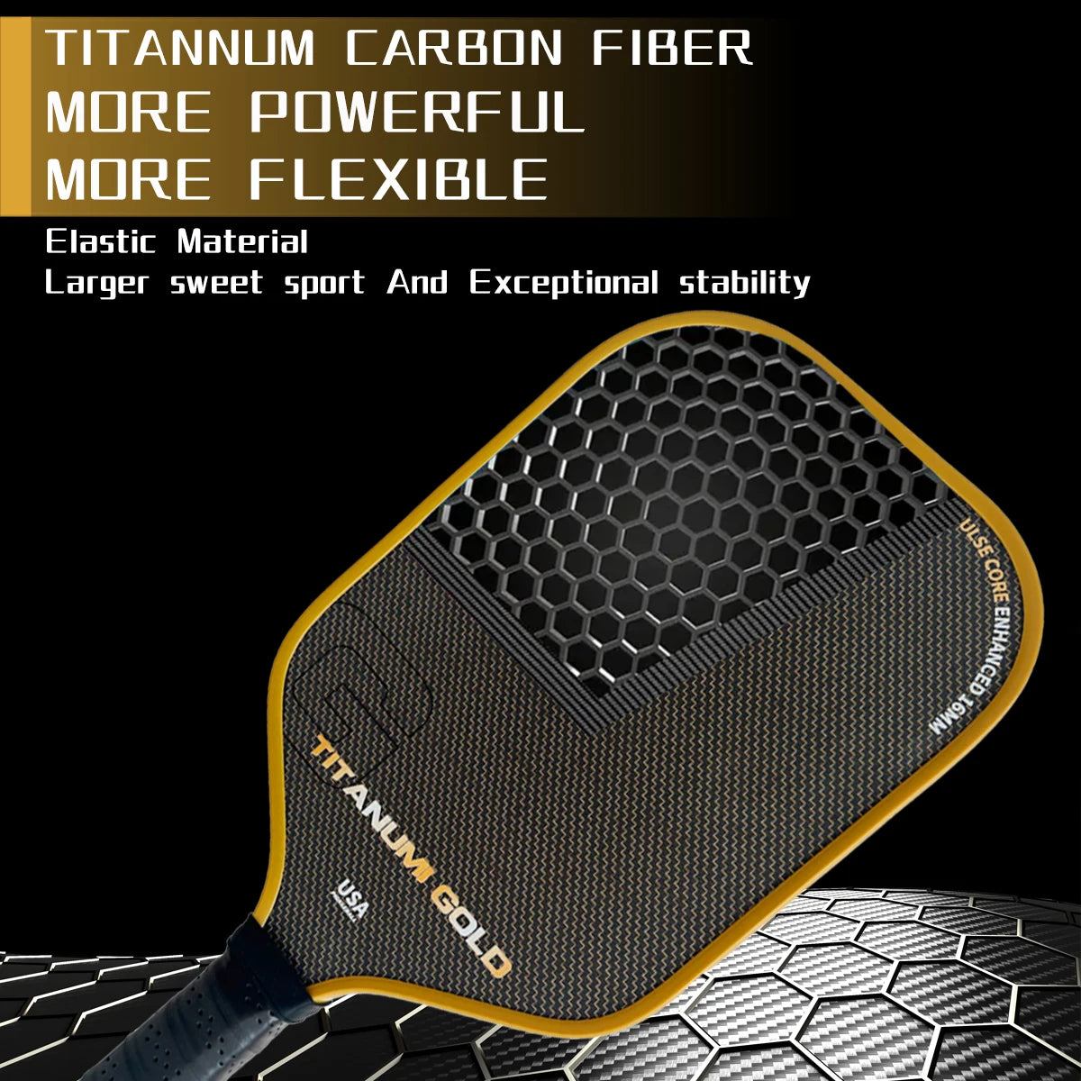 Titanium Pickleball Paddle with Four-Layer Carbon Fiber And PP Honeycomb Core Rough Frosted Cloth Surface for Enhanced Grip