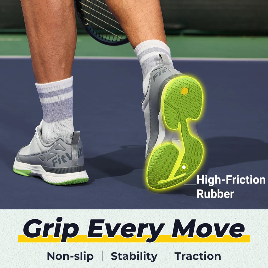 FitVille Wide Tennis Shoes For Men Pickleball Shoes Lightweight Breathable All Court Athletic With Arch Support & Wide Toe Box