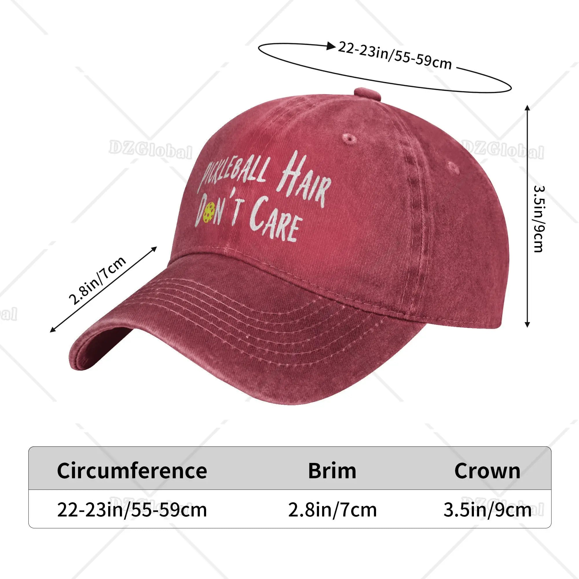 Pickleball Hair Don't Care Print Baseball Cap Gifts for Men Women Adjustable Pickle Ball Hat Unisex Snapback Hats