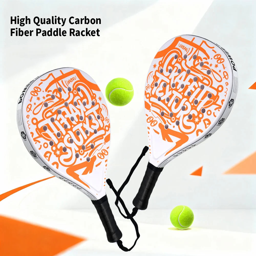 Padel Racket with Carbon Fiber Surface & EVA Memory Foam Core – Lightweight, Well-Balanced Padel for Beginners and Intermediate