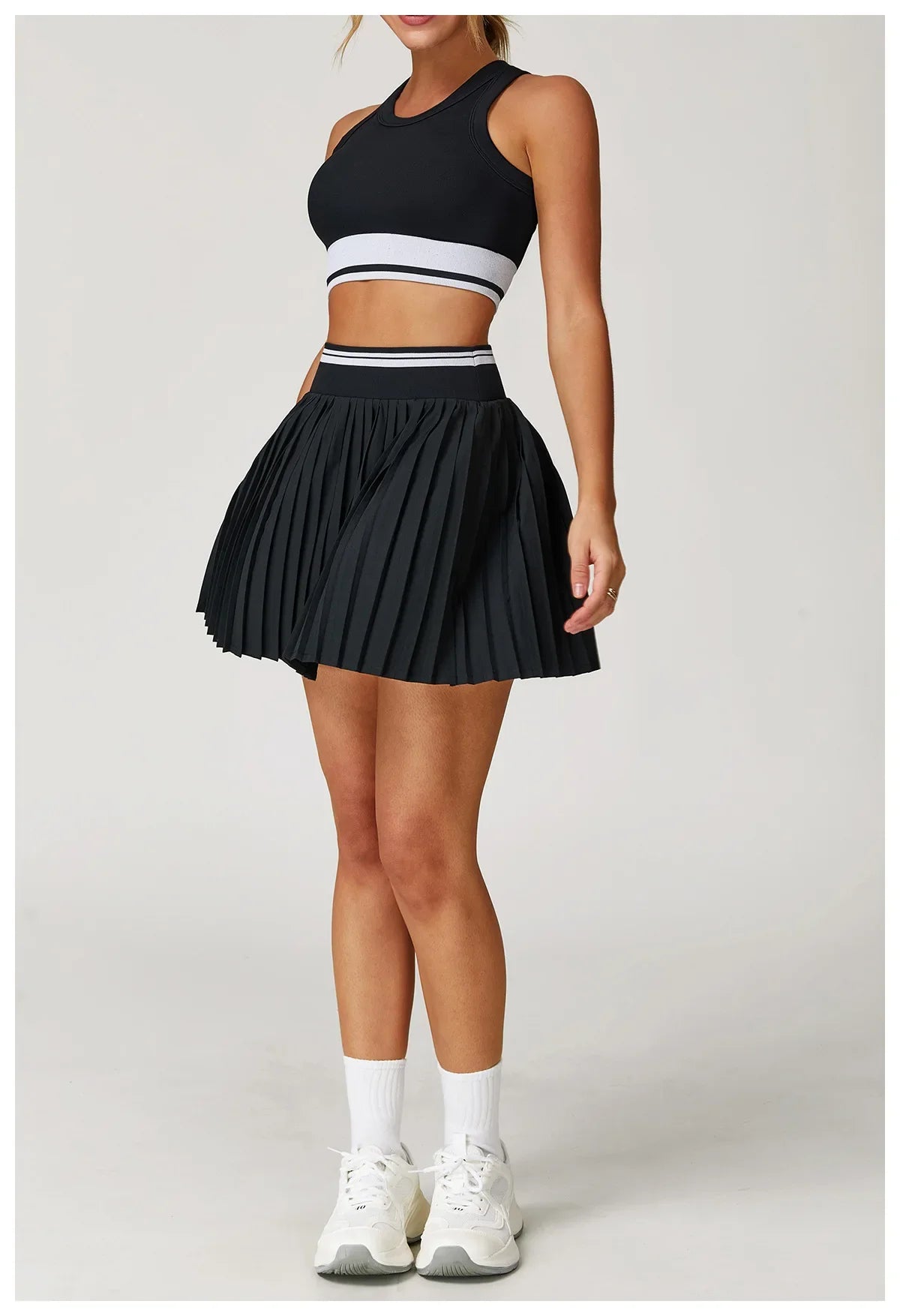 Summer Anti-Glare Tennis Skirts A-line Pleated Yoga Shorts Skirts Women High Waist Sports Fitness Skirt Gym Workout Sportswear