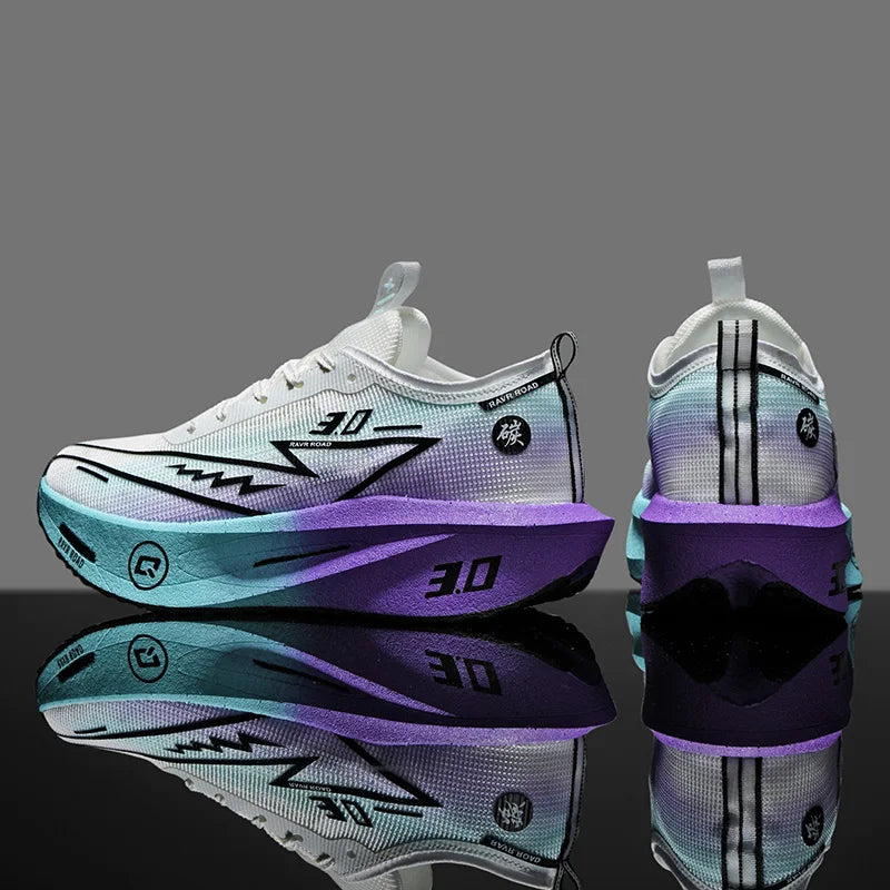 Women's Carbon Board Sneakers Anti-slip Cushioned Comfortable Racing Training Running Shoes Mesh Tennis Shoes Casual for Women