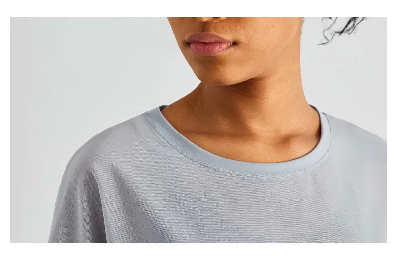 Yoga Sport Shirt Quick Drying Yoga Blouse Fitness Mesh Stitched Casual Sports Top Summer Short Sleeve Sport T-Shirt For Women