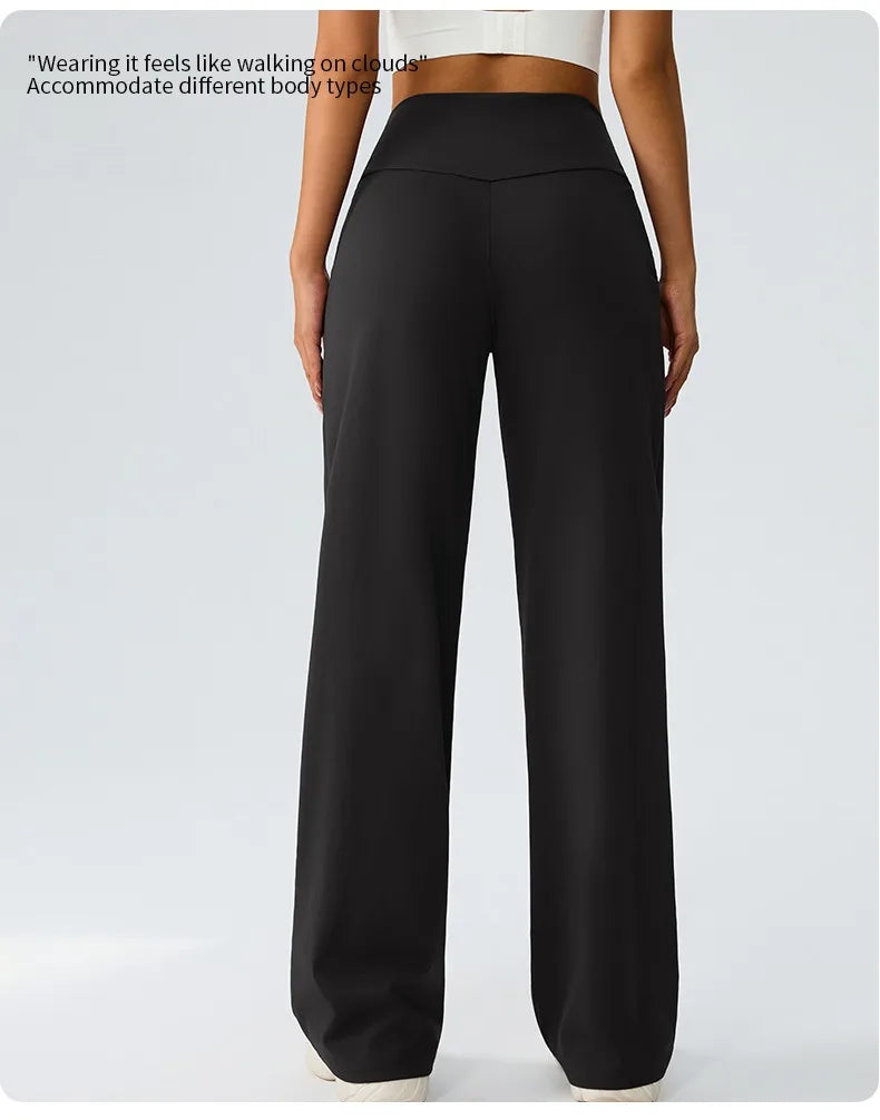 Yoga wide leg pants for women high waisted loose straight leg pants casual sports yoga pants women's outerwear