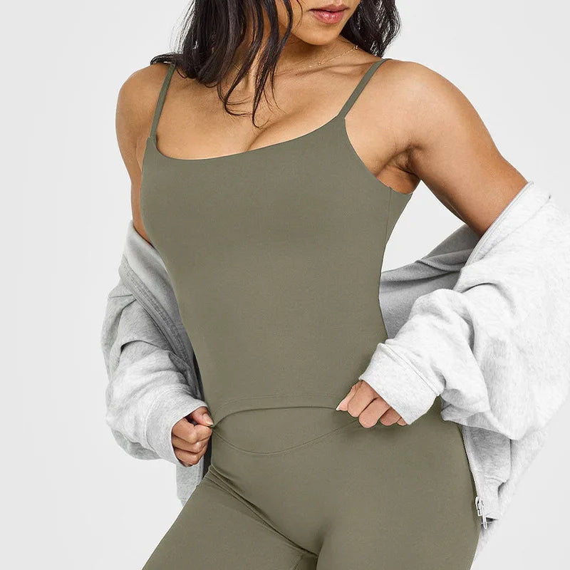Women's Yoga Sports Vest – Built-in Bra with Chest Pad, Beautiful Back Suspenders, Running Fitness Tank Top for Gym