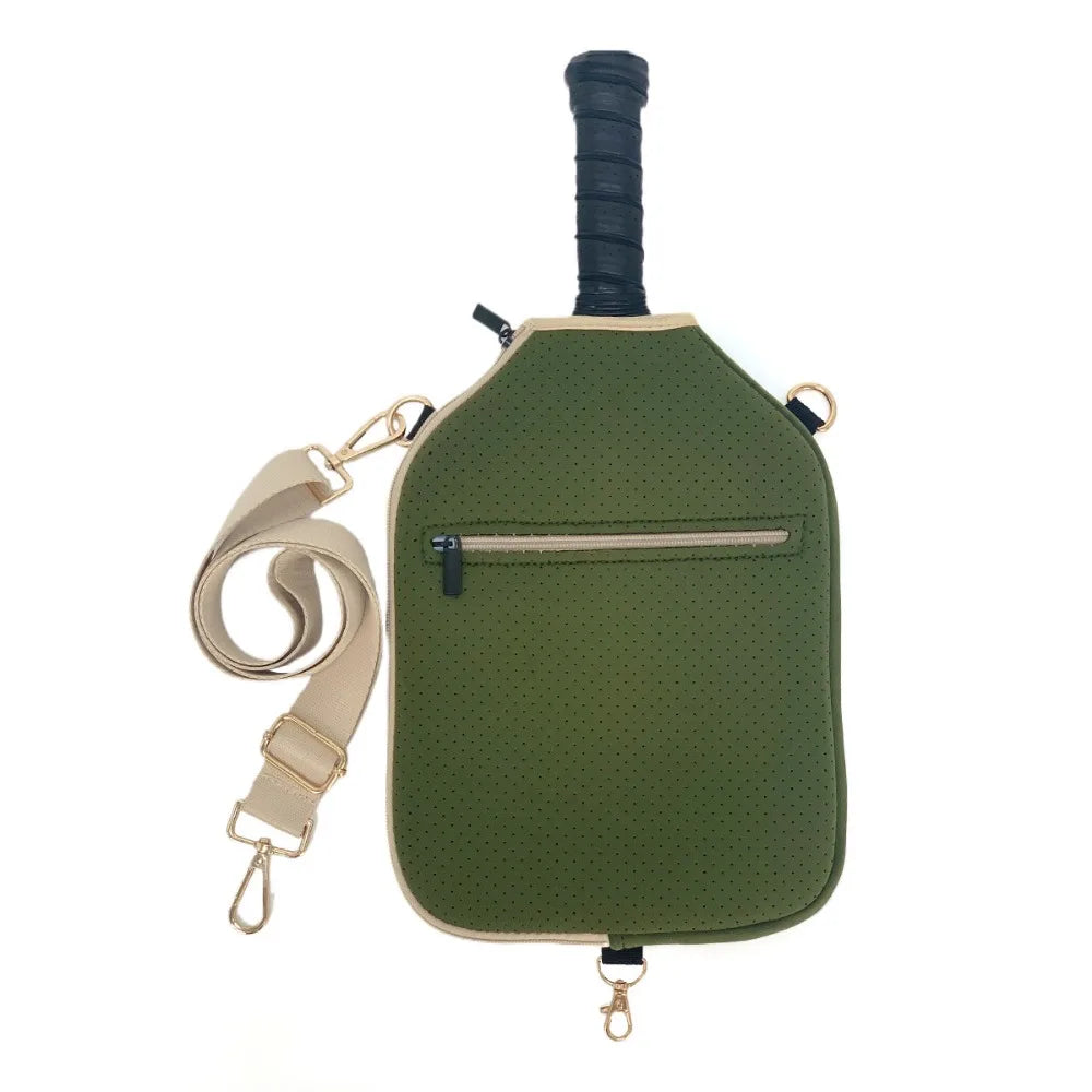 Large Capacity Pickleball Crossbody Bag Zipper Closure Waterproof Pickleball Paddle Cover Professional Adjustable Strap