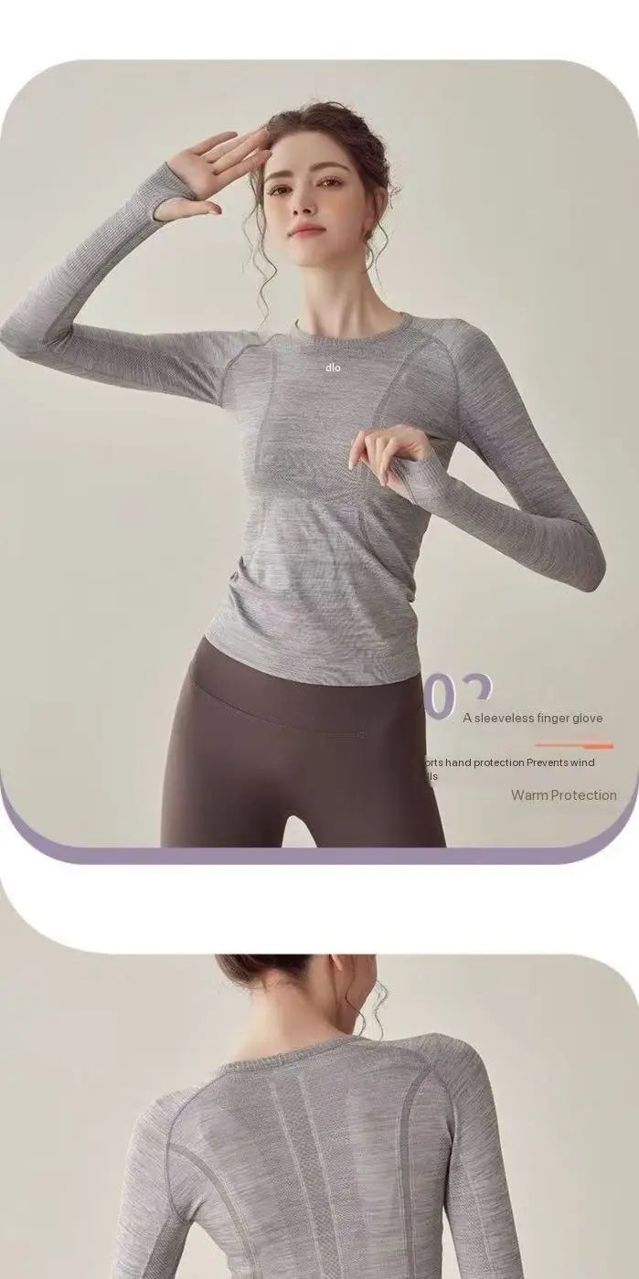 2026 New Women's Classics Long Sleeve Seamless Yoga Top Breathable Workout Shirt with Thumb Holes Fitness Gym Activewear