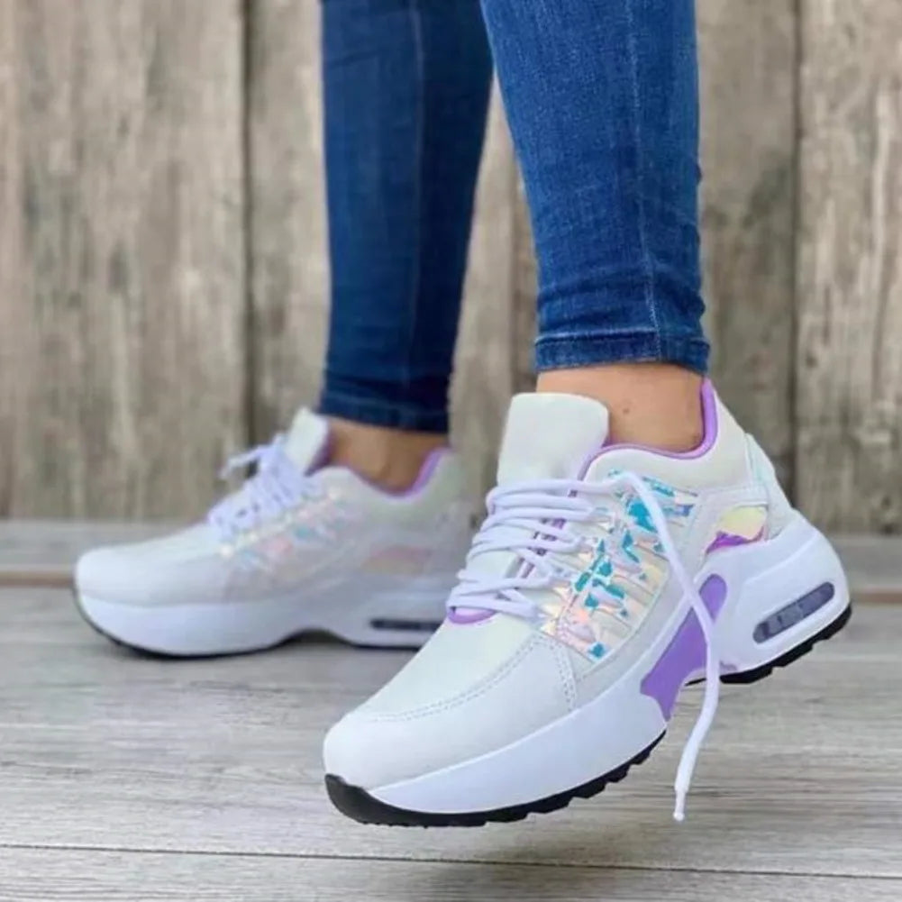 Women's Shoes Spring and Autumn New Mesh Breathable Casual Shoes Outdoor Lightweight Non-slip Wedge Heel Thick-soled Sneakers