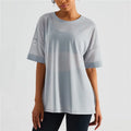 Yoga Sport Shirt Quick Drying Yoga Blouse Fitness Mesh Stitched Casual Sports Top Summer Short Sleeve Sport T-Shirt For Women