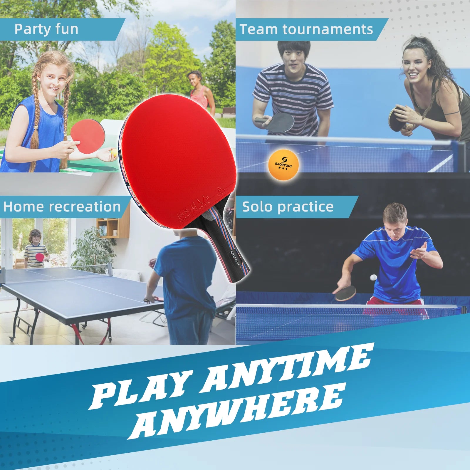 Table Tennis Bats, Portable Table Tennis Set, Ping Pong Bats for Outdoor Indoor Table Tennis Table, High-Performance Paddle, Com