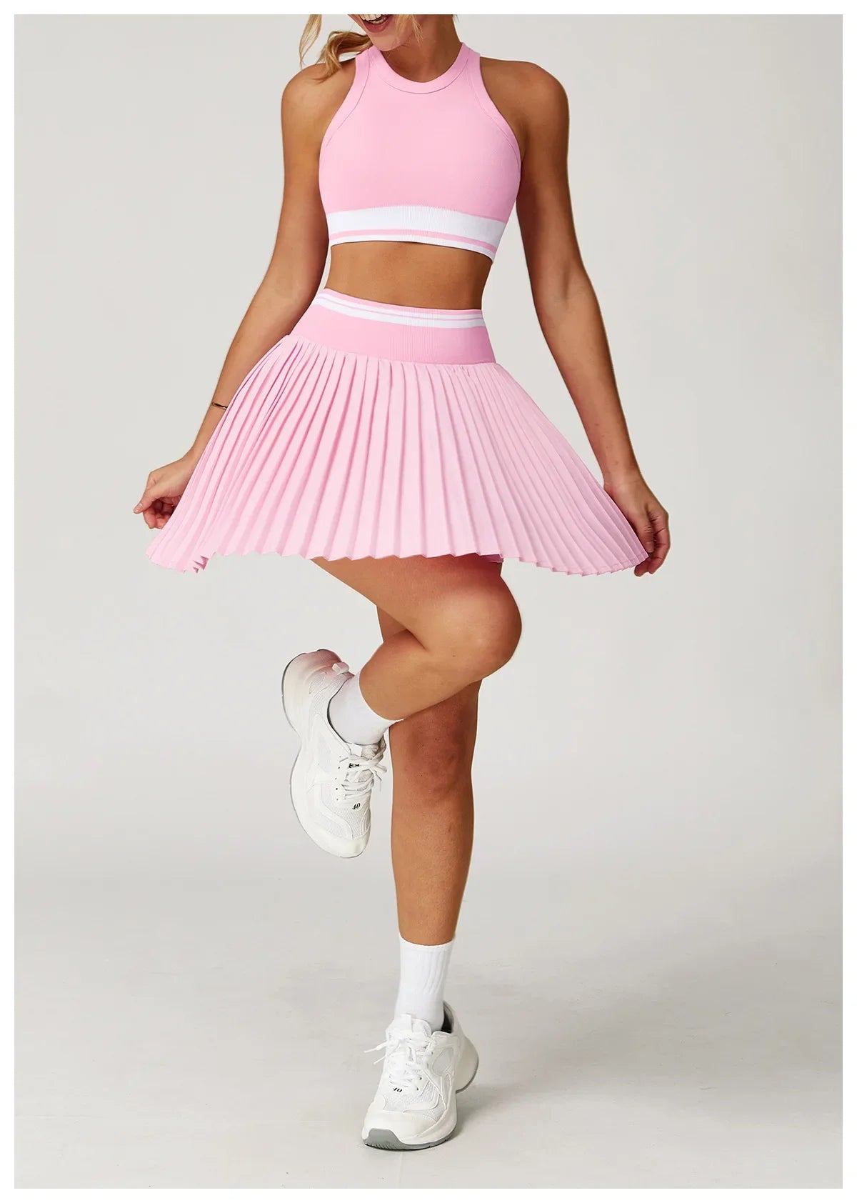 Summer Anti-Glare Tennis Skirts A-line Pleated Yoga Shorts Skirts Women High Waist Sports Fitness Skirt Gym Workout Sportswear