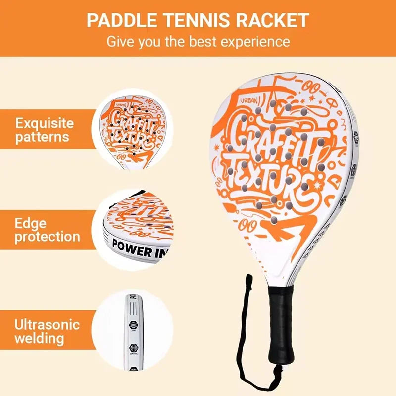 Padel Racket with Carbon Fiber Surface & EVA Memory Foam Core – Lightweight Well-Balanced Padel for Beginners and Intermediate