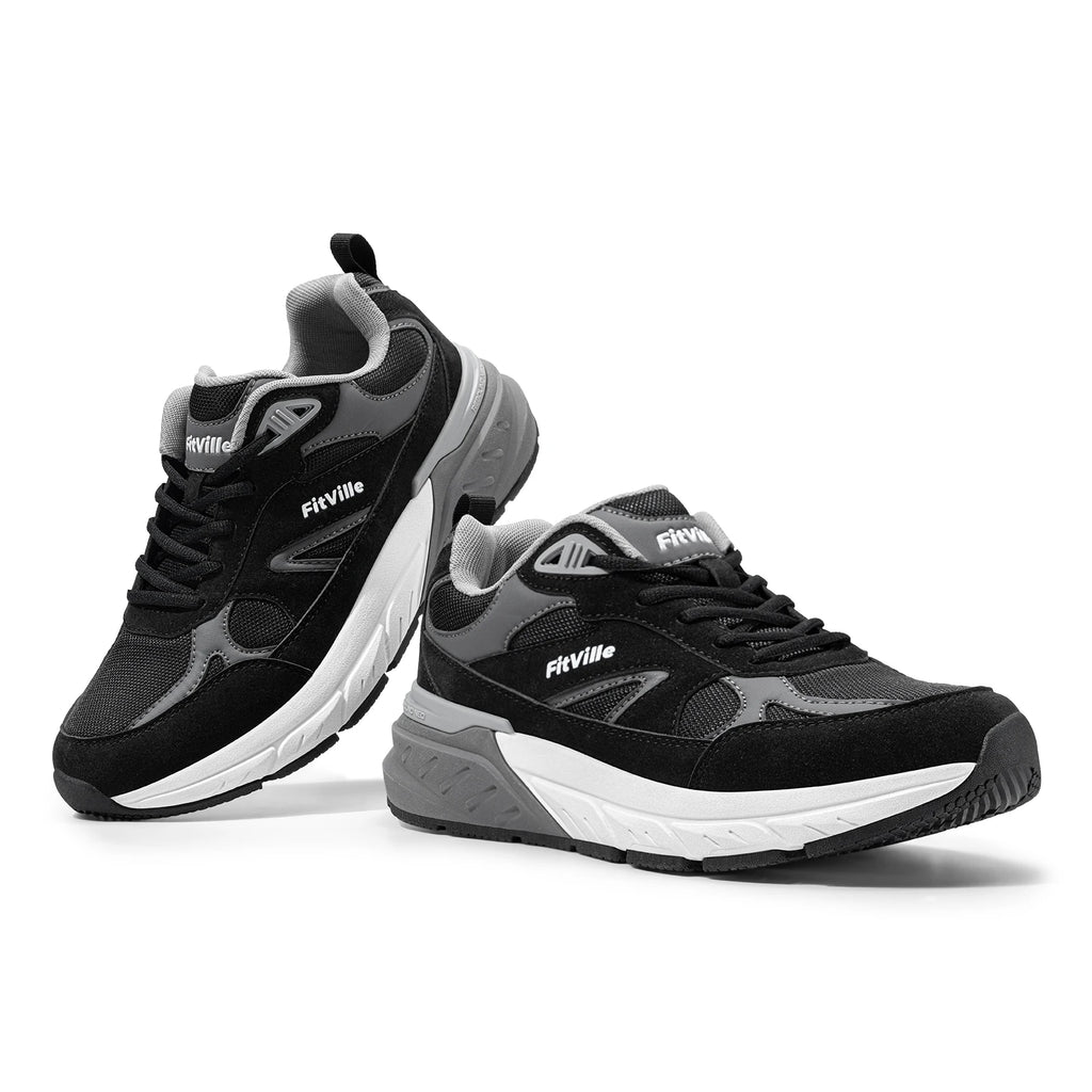 FitVille Newest Walking Shoes for Men Wide Width Sneakers with Arch Support for Flat Feet Heel Pain Relief Plantar Fasciitis