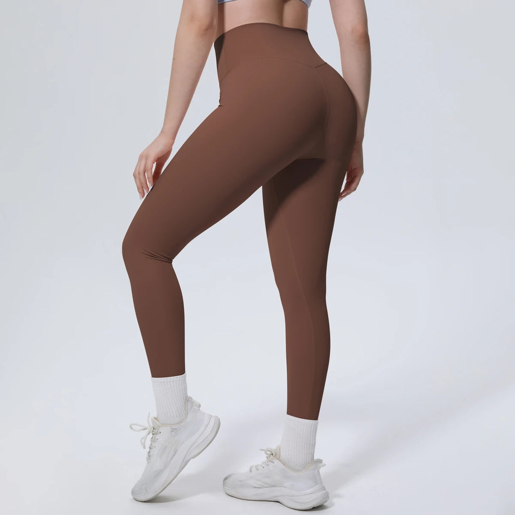 Summer Breathable Peach Buttocks Yoga Pants Solid Color High Stretch Sports Leggings Gym Push Up Outdoor Running Yoga Pants