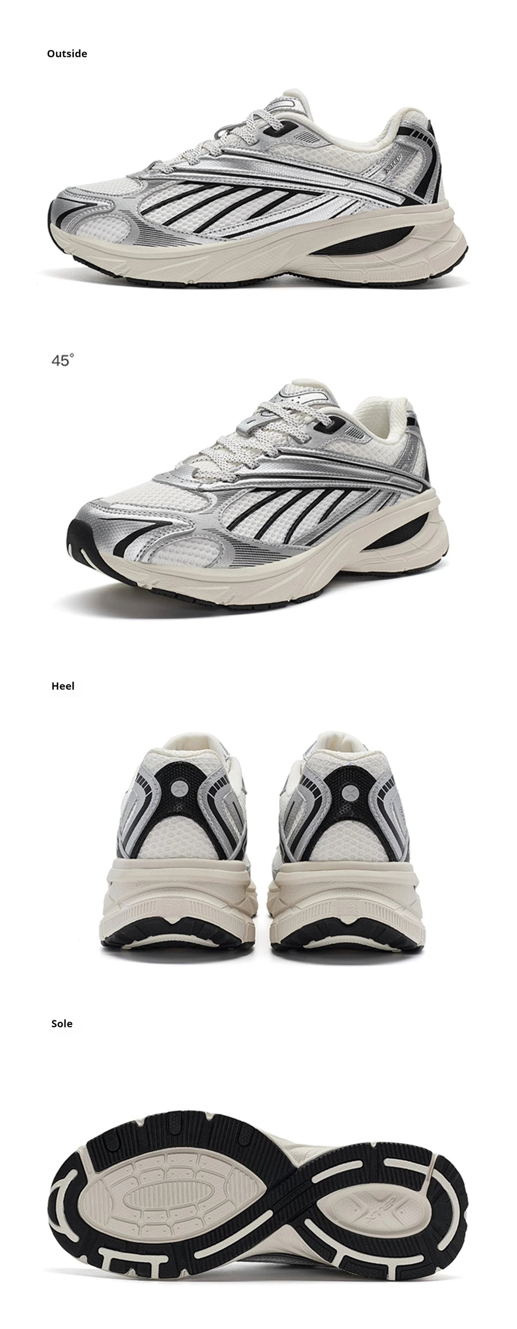 Xtep Little Basque Athletic Shoes Unisex  Summer Vintage Sports Shoes Comfortable Non-Slip Durability Sneakers 876319320003