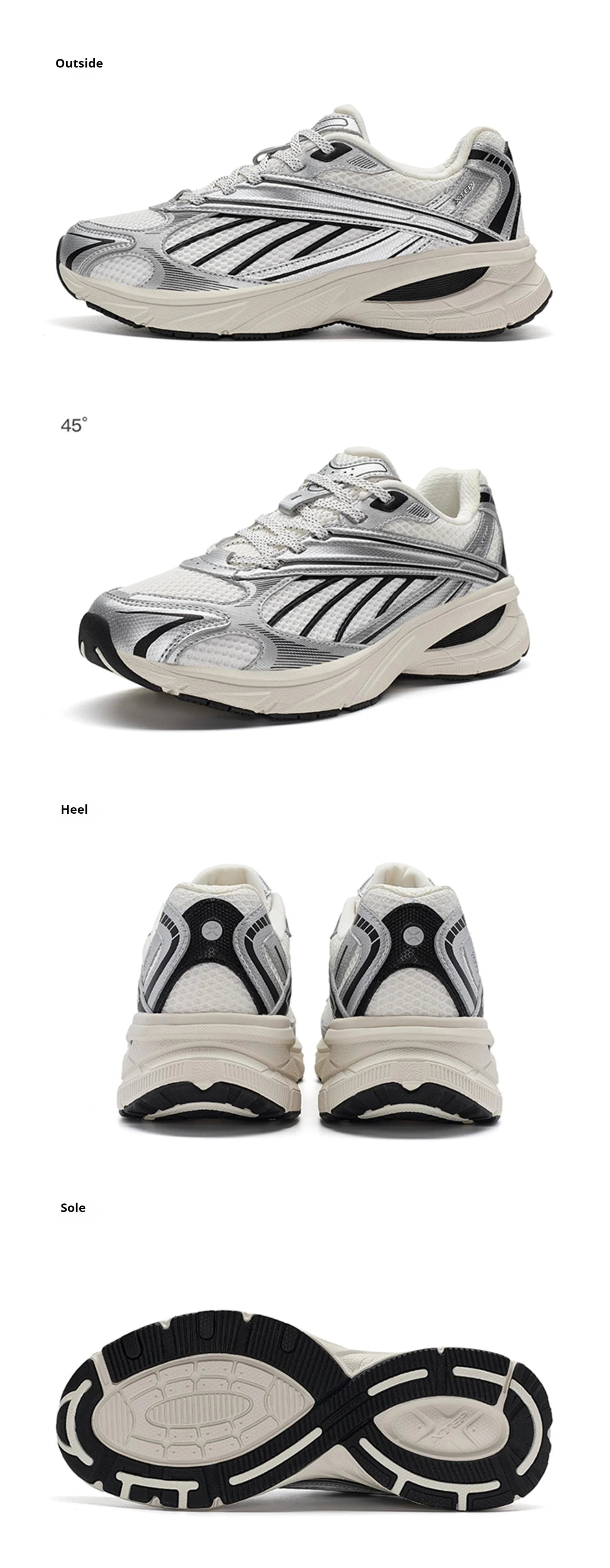 Xtep Little Basque Athletic Shoes Unisex  Summer Vintage Sports Shoes Comfortable Non-Slip Durability Sneakers 876319320003