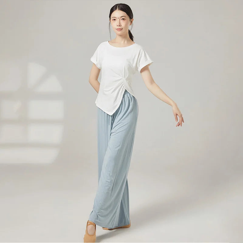 Cotton Yoga Top For Women Short Sleeve Breathable Soft Gym Fitness Top Classical Dance t-Shirt Modern Dance Running Active Wear
