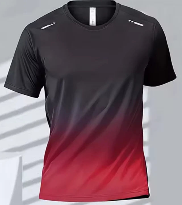 Men's T-Shirts Sports Fitness Sportswear Quick-Drying Gradient Short Sleeve Tops Outdoor Basketball Training Running Men Clothes