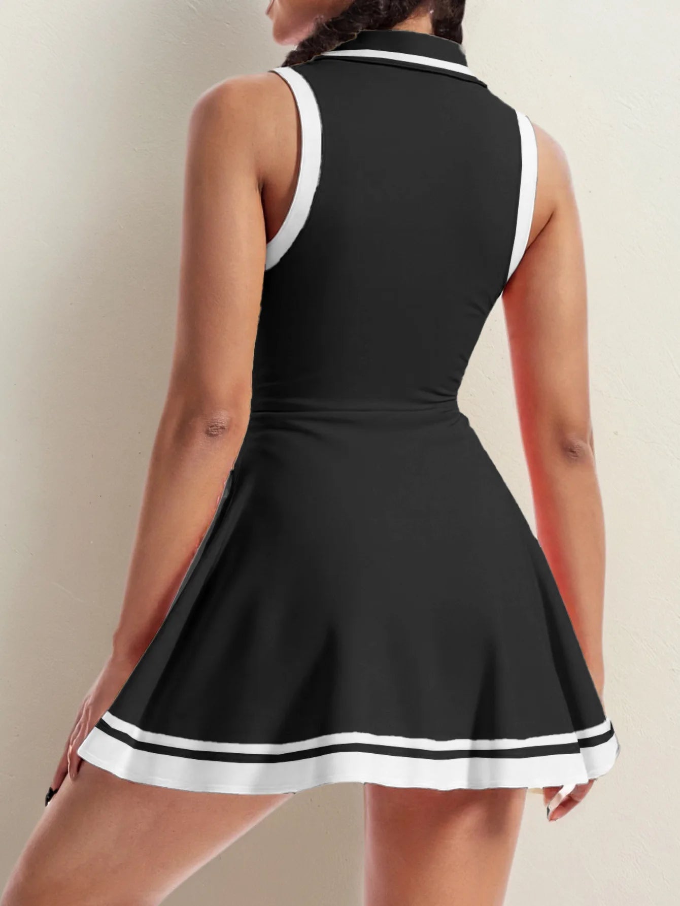 Tennis Dress with Shorts Pocket Woman Polo Collar Workout Active Golf Pickleball Clothes Breathable Casual Badminton Street