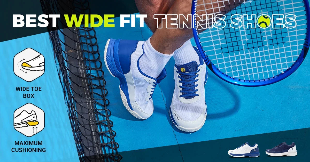 FitVille Men'S Tennis Shoes Wide Width 2E Professional Training Shoes Breathable Non-Slip For Racquet Sports With Arch Support