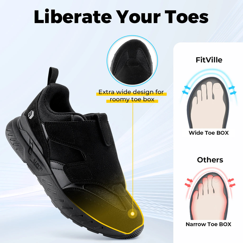 FitVille Diabetic Shoes For Women Wide Width Shoes With Strap Closure Slip-On Sneaker Lightweight Comfortable For Wide Feet
