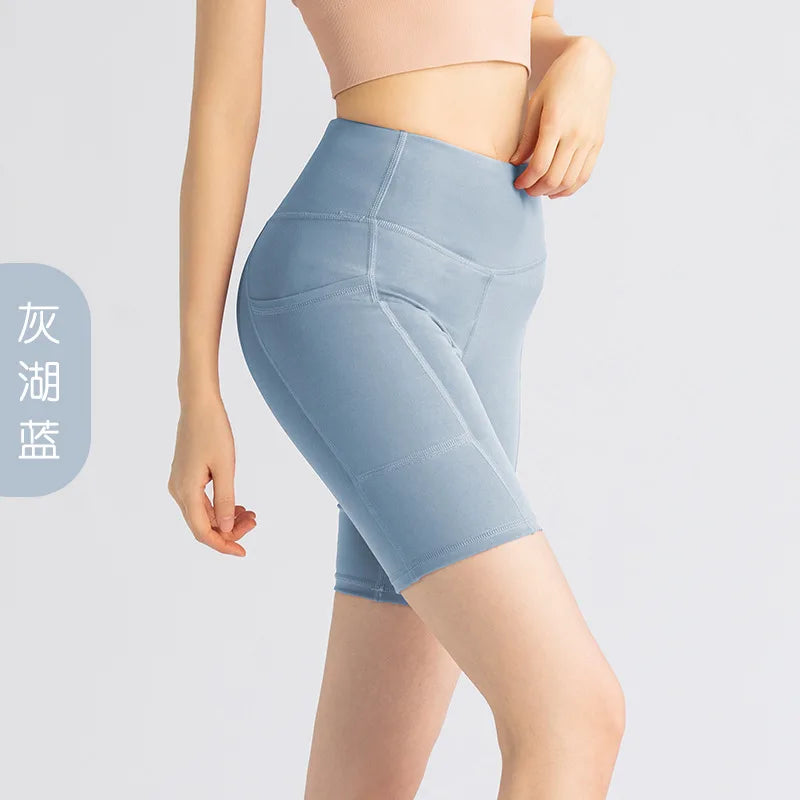 Yoga Pants Pockets Hip-lifting Bottoming Quick-drying Yoga Clothes Breathable Stretch Mesh Side Pockets Running Fitness Pants