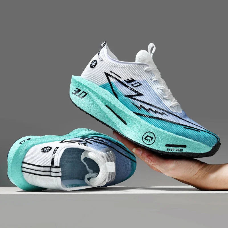 Women's Carbon Board Sneakers Anti-slip Cushioned Comfortable Racing Training Running Shoes Mesh Tennis Shoes Casual for Women