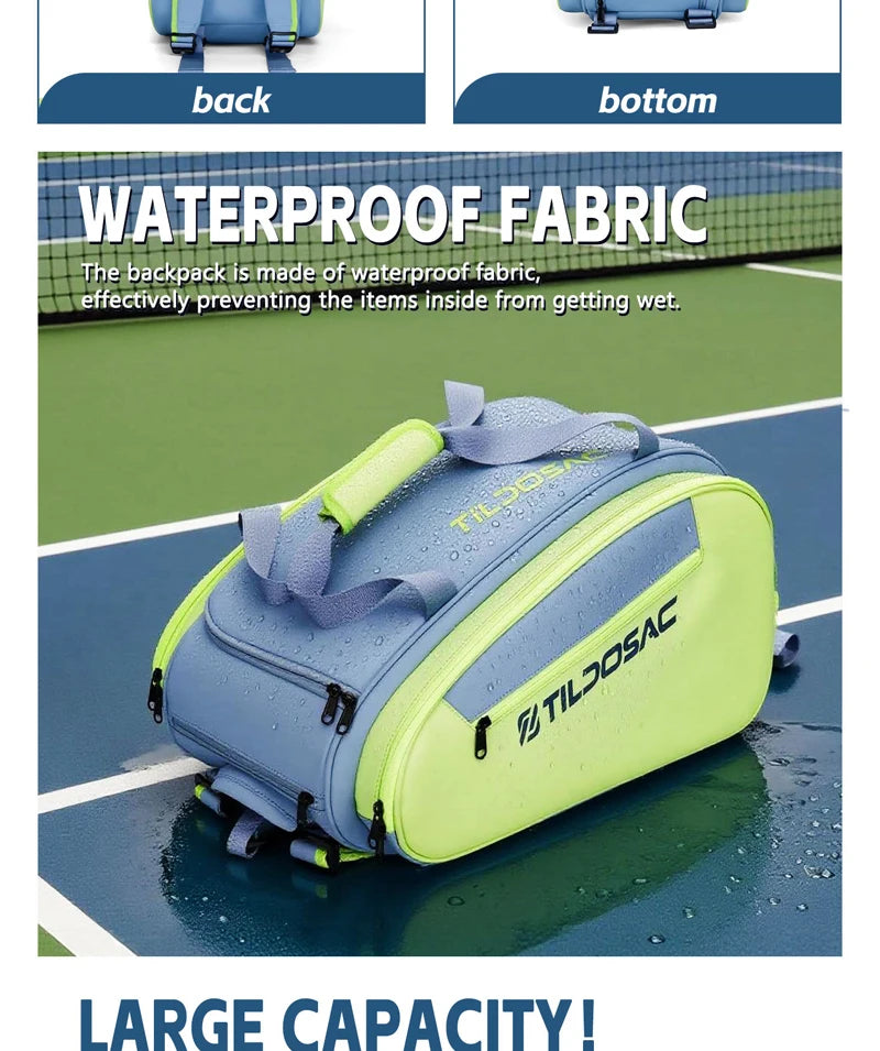 Professional Pickleball Racquet Backpack Large Capacity Waterproof Padel Pickleball Bag Shoe Compartment Padel Sporting Handbag