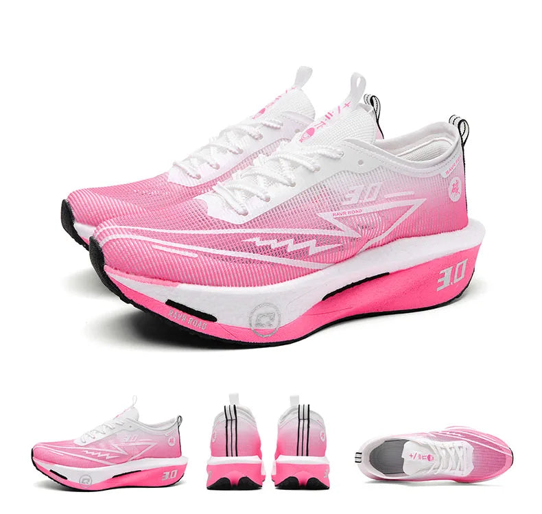 Women's Carbon Board Sneakers Anti-slip Cushioned Comfortable Racing Training Running Shoes Mesh Tennis Shoes Casual for Women