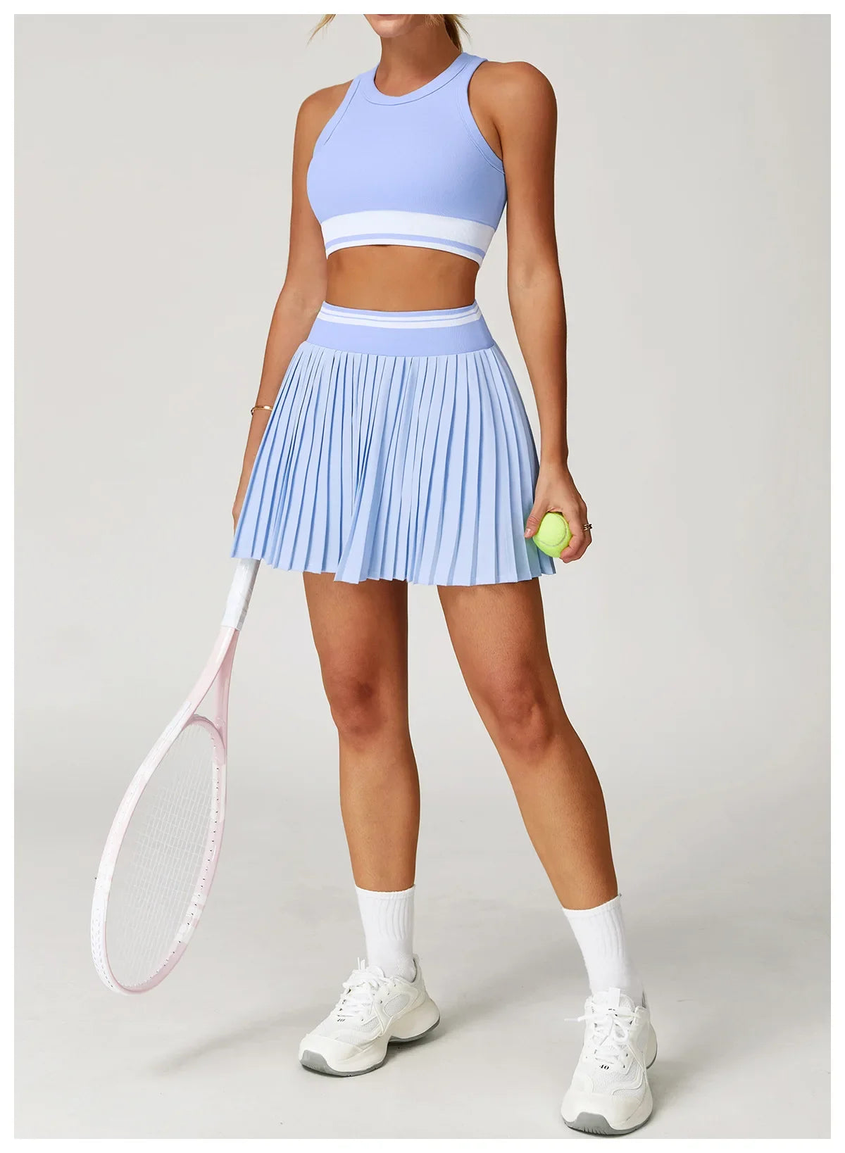 Summer Anti-Glare Tennis Skirts A-line Pleated Yoga Shorts Skirts Women High Waist Sports Fitness Skirt Gym Workout Sportswear