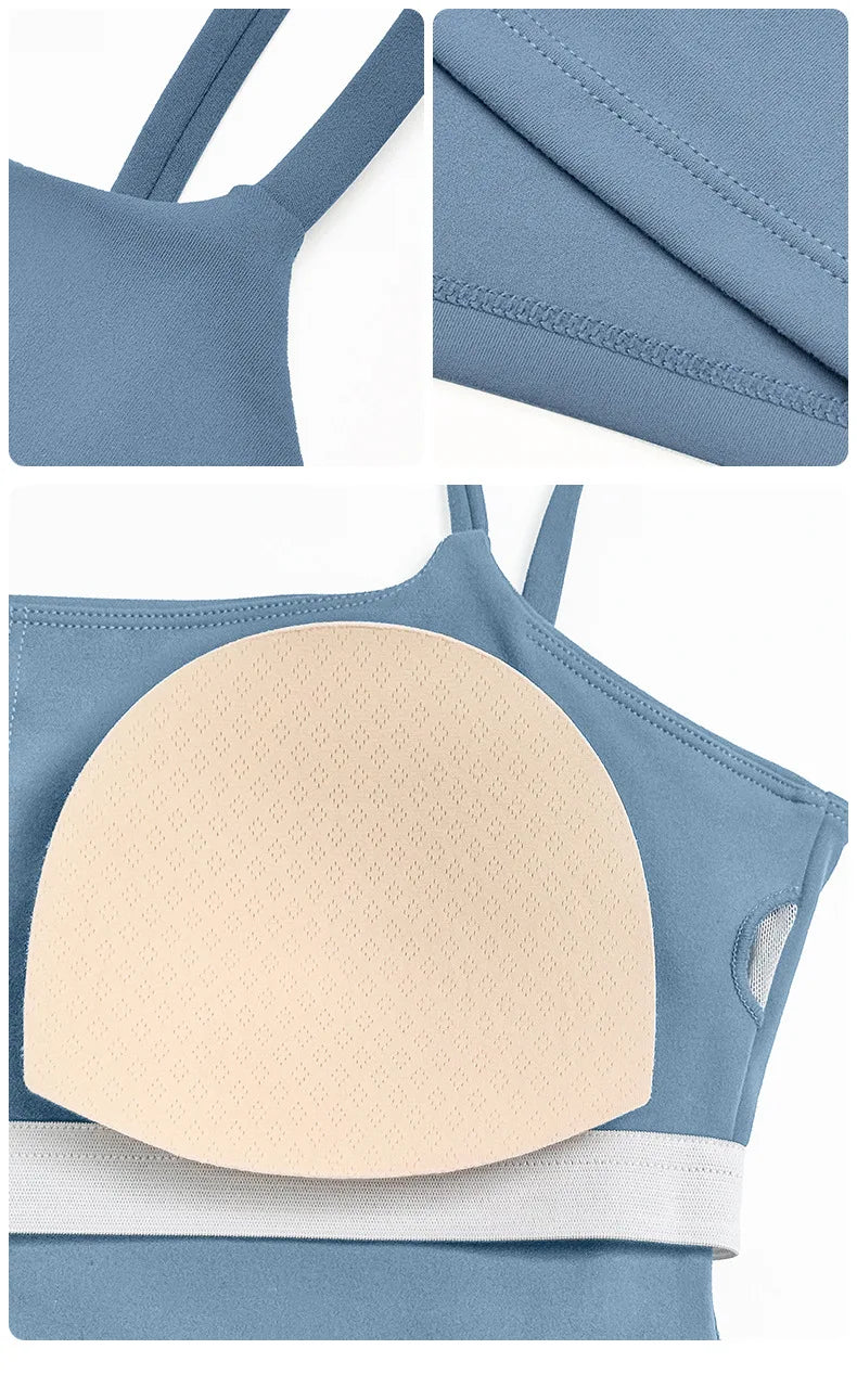 Women's Yoga Sports Vest – Built-in Bra with Chest Pad, Beautiful Back Suspenders, Running Fitness Tank Top for Gym