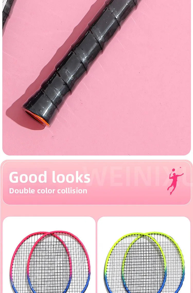 New Durable Badminton Rackets (Set of 2) – Ideal for Adults and Secondary School Students: High-Bounce Rackets for Beginners