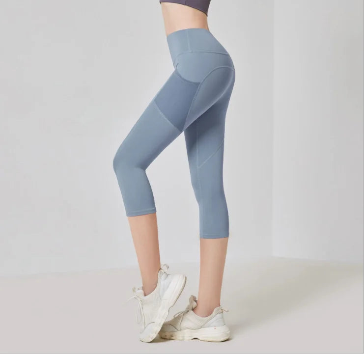 Yoga Pants Pockets Hip-lifting Bottoming Quick-drying Yoga Clothes Breathable Stretch Mesh Side Pockets Running Fitness Pants