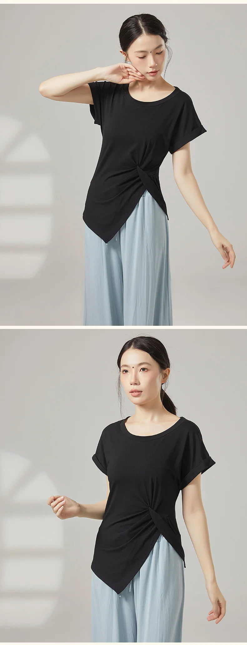 Cotton Yoga Top For Women Short Sleeve Breathable Soft Gym Fitness Top Classical Dance t-Shirt Modern Dance Running Active Wear