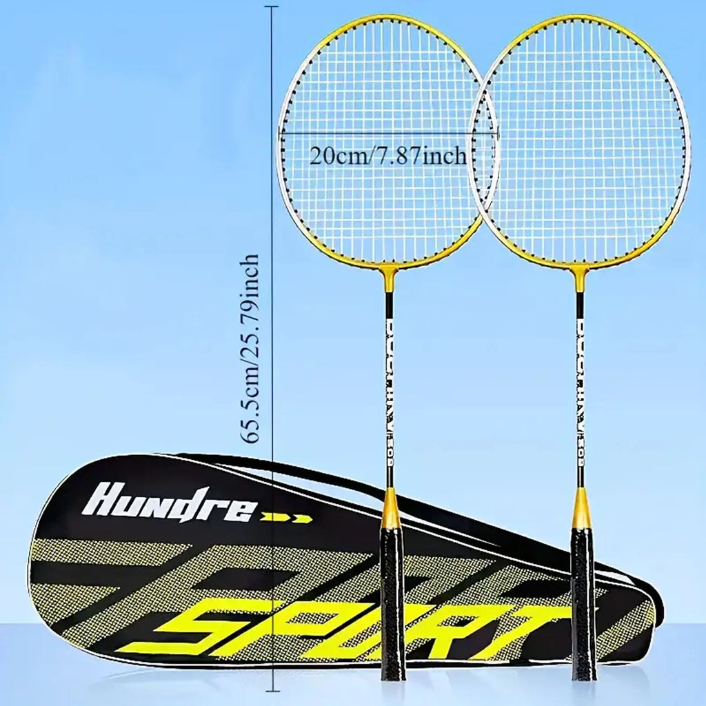 1 Set (2 Rackets + 3 Nylon Badminton Shuttlecocks + 1 Storage Bag) 205 Black Gold Split Badminton Racket, Lightweight and Durable, Sports Nylon Mesh Iron Alloy Split Double Racket