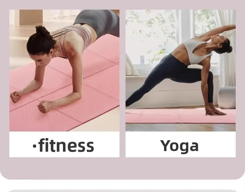 Eco-Friendly TPE Foldable Yoga Mat Double-Sided Non-Slip Travel Fitness Exercise Mat for Pilates and Floor Workouts