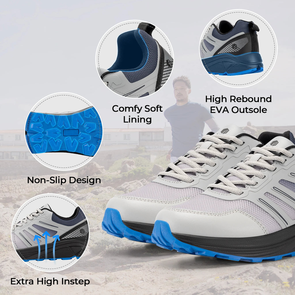 Fittington Extra Wide Men's Sports Shoes Cushioning Sneakers Trail Running Shoes For Men Heel Pain Plantar Fasciitis Relief