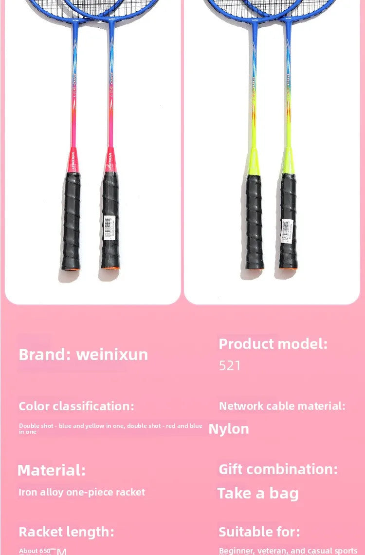 New Durable Badminton Rackets (Set of 2) – Ideal for Adults and Secondary School Students: High-Bounce Rackets for Beginners
