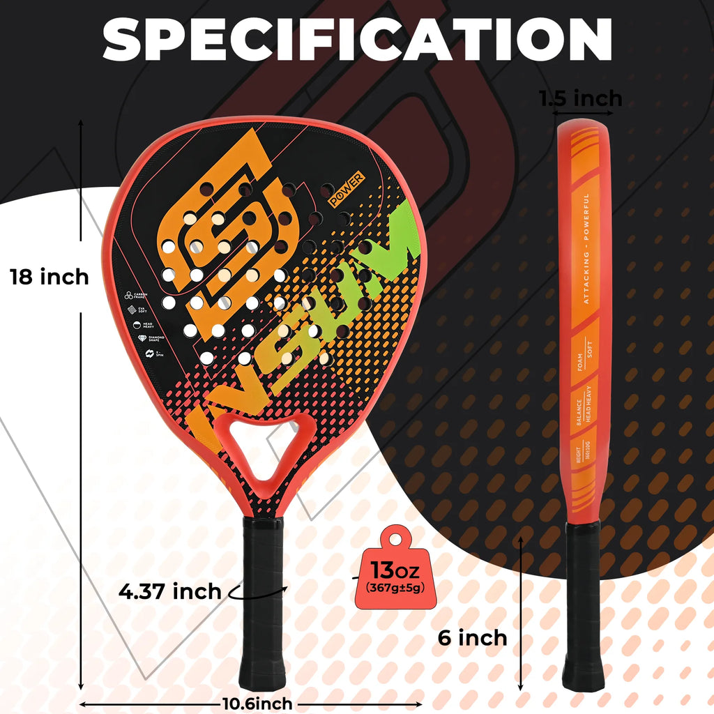 INSUM Padel Racket Lightweight Padel Tennis Racquets With Diamond Shape & Anti-Vibration System Suitable For Beginner To Advance