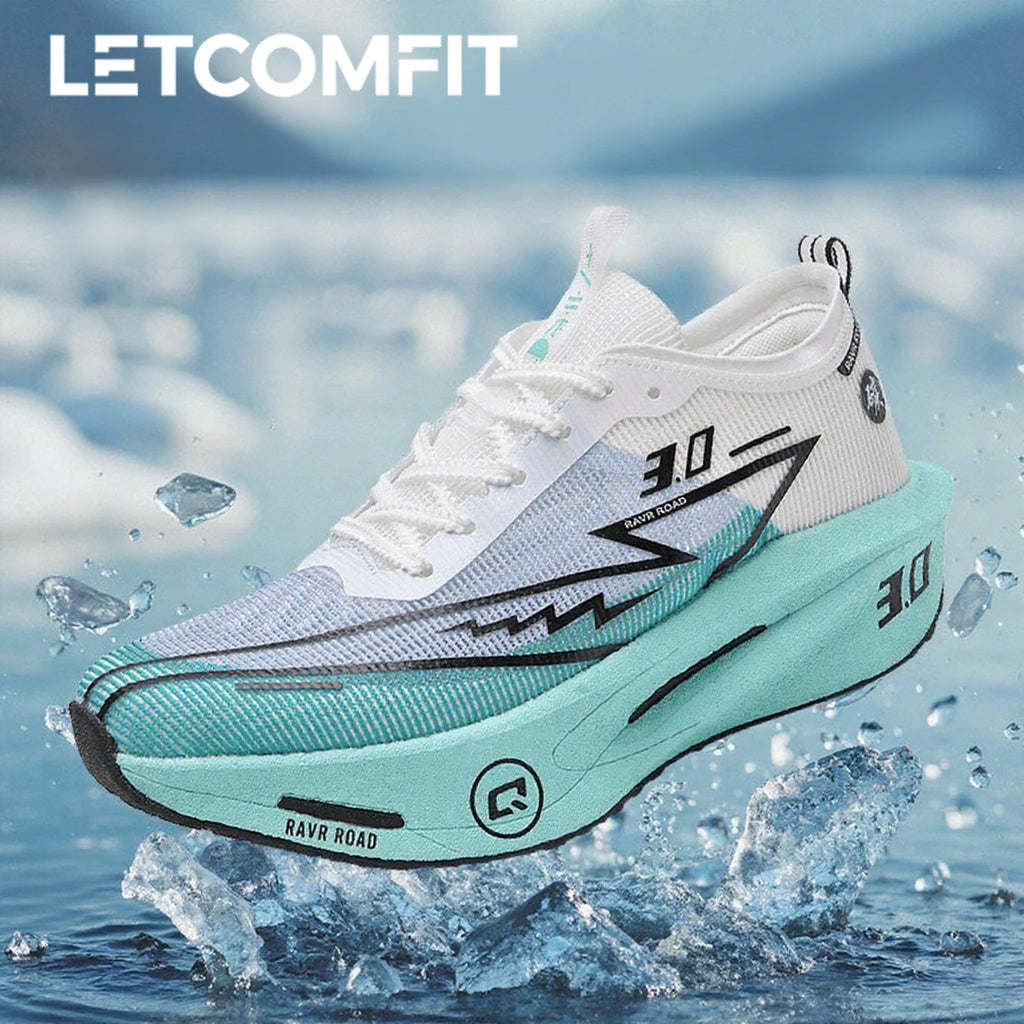 Women's Carbon Board Sneakers Anti-slip Cushioned Comfortable Racing Training Running Shoes Mesh Tennis Shoes Casual for Women