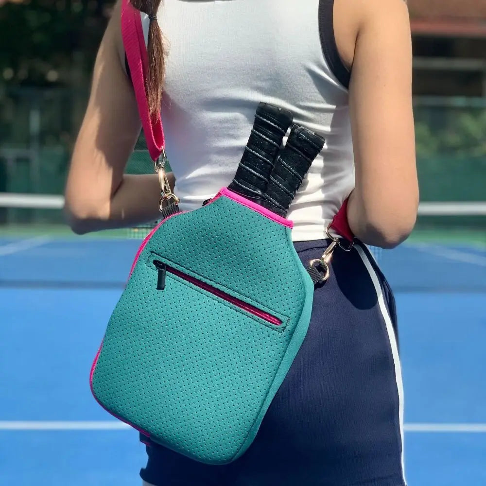 Large Capacity Pickleball Crossbody Bag Zipper Closure Waterproof Pickleball Paddle Cover Professional Adjustable Strap