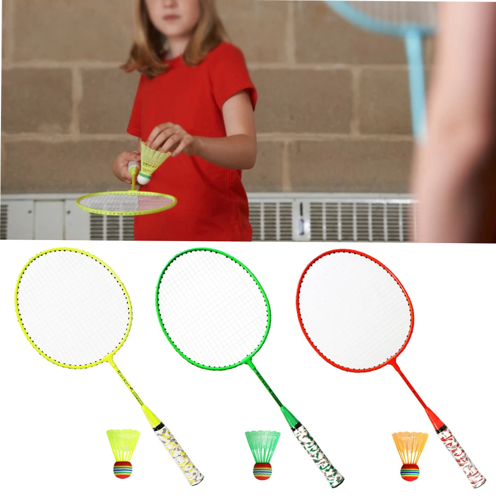 1 Pair Badminton Rackets with Balls 2 Player Badminton Set for Children Indoor Outdoor Sport Game