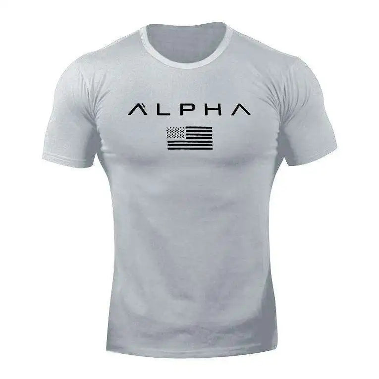 New Fitness Clothes Men's T-shirt Sports Outdoor Running Training Quick Dry round Neck Short Sleeve Youth Popular Geometric P...