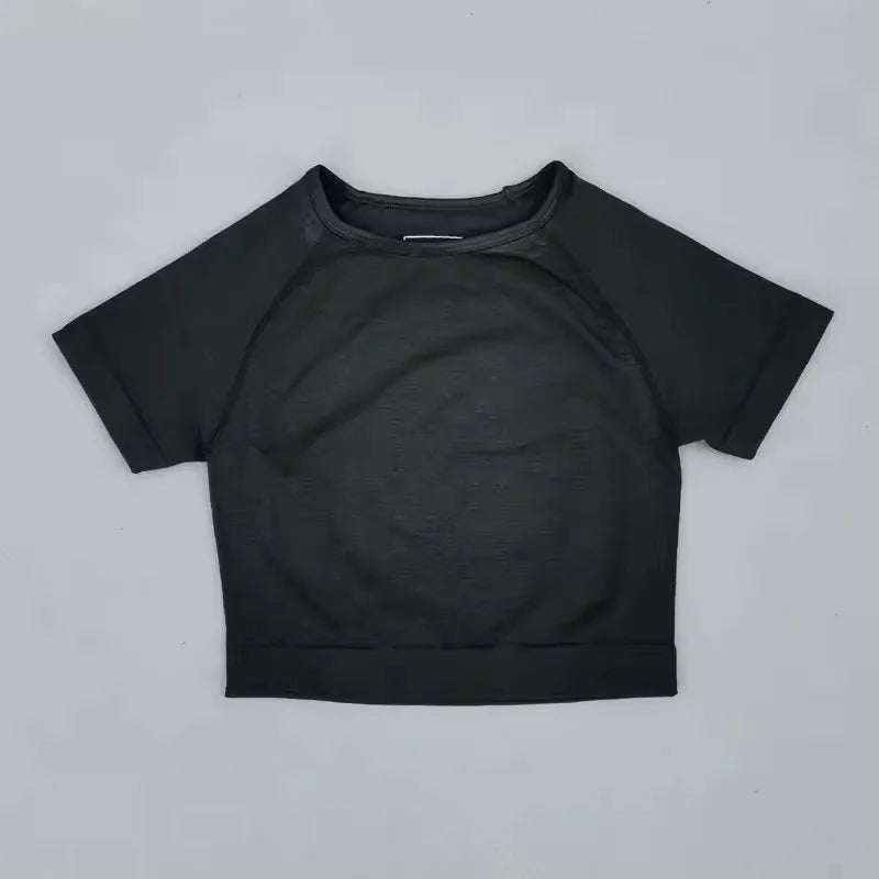 Seamless Yoga Top Short Sleeve Workout Tops For Women Fitness Gym Crop Top Athletic Sport T shirt Women Sportswear