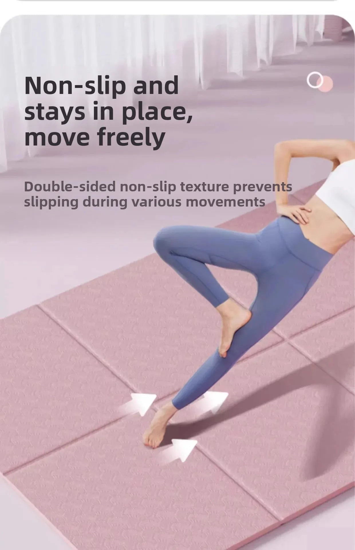 Eco-Friendly TPE Foldable Yoga Mat Double-Sided Non-Slip Travel Fitness Exercise Mat for Pilates and Floor Workouts