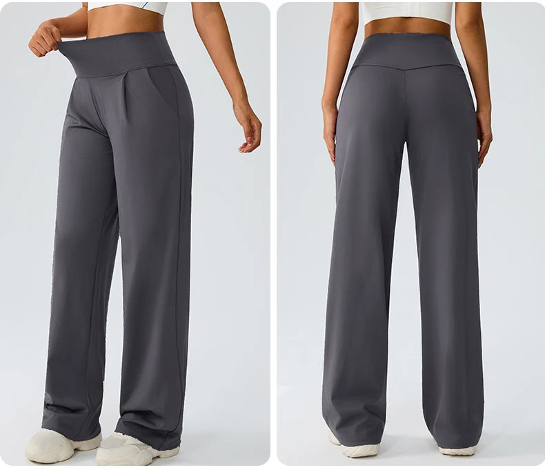 Yoga wide leg pants for women high waisted loose straight leg pants casual sports yoga pants women's outerwear