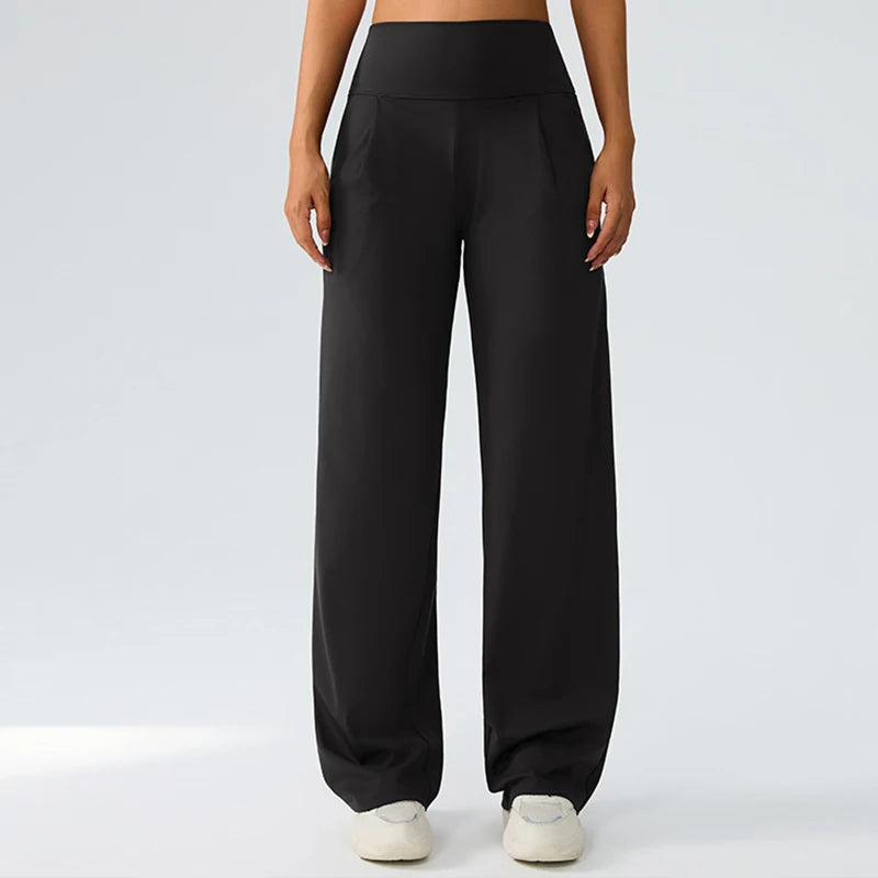 Yoga wide leg pants for women high waisted loose straight leg pants casual sports yoga pants women's outerwear