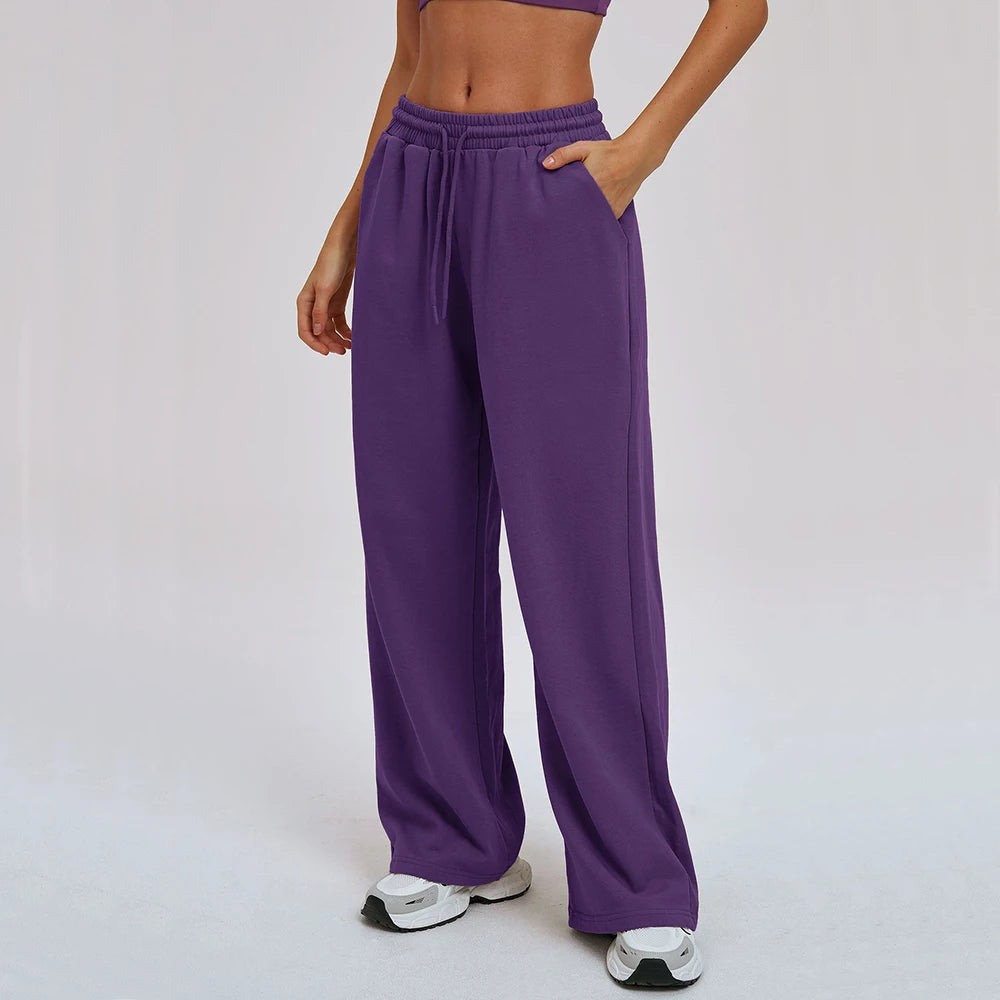 Yoga Pants Women's Gym Workout Pants Loose Wide Leg Casual Straight Leg Pants Outdoor Cycling And Running Sports Pants