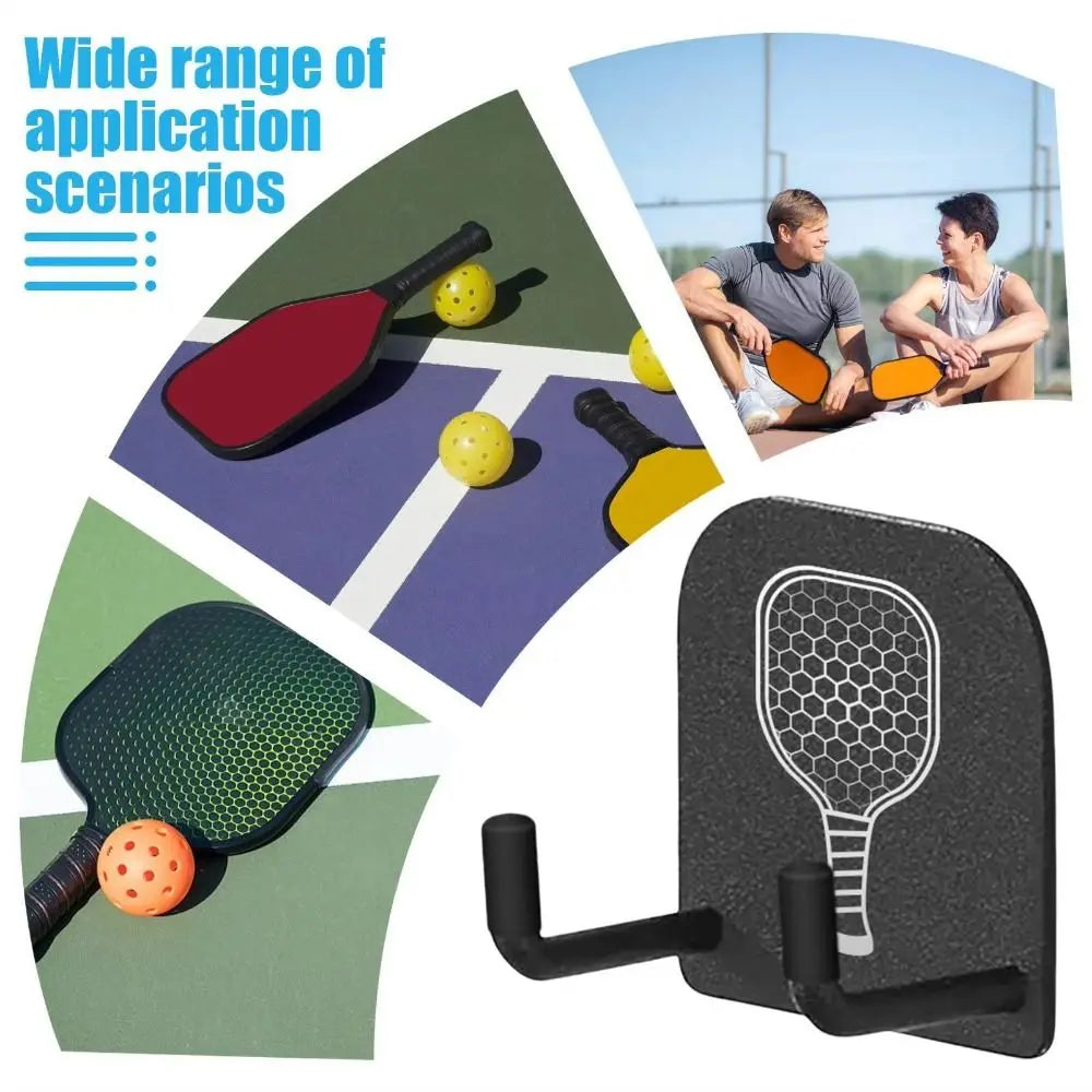 2Pcs Wall Mounted Pickleball Paddle Wall Rack Self-adhesive Punch-Free Pickleball Rackets Holder Aluminum Alloy Stable