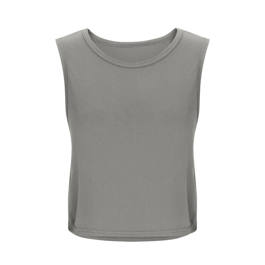Women Sleeveless Yoga Tops Athletic Vest Breathable Blouse Cover Up Gym Workout Cool T-Shirt Running Short Tank Crop Top
